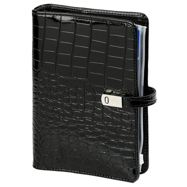 1111-06 Refillable Personal Agenda Ring Binder Croco Black